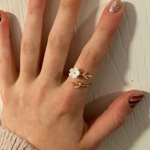 Rose Gold Ring With White Flower